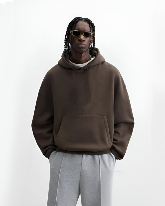 RICH EARTHY SOLID BROWN HOODIE