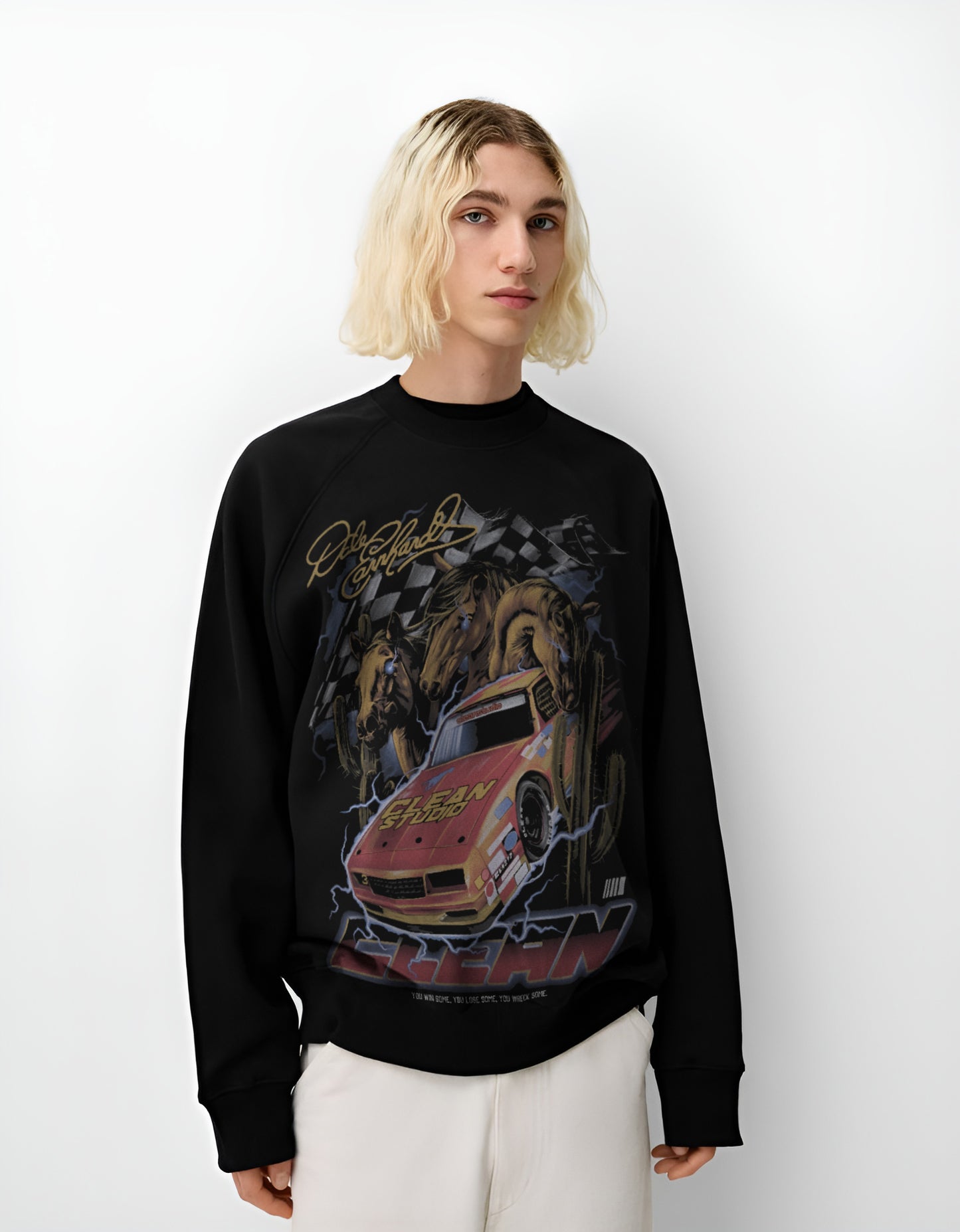 CLEAN STUDIO CARS BLACK SWEATSHIRT