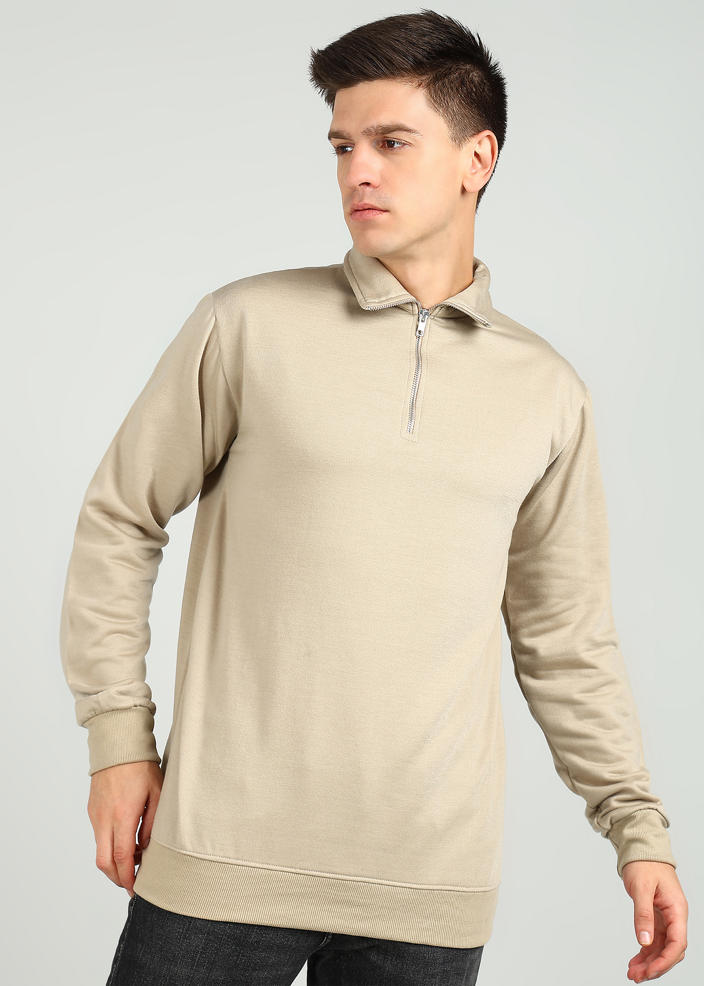 OLD MONEY ZIPPER Sweatshirt | Beige | Regular Fit