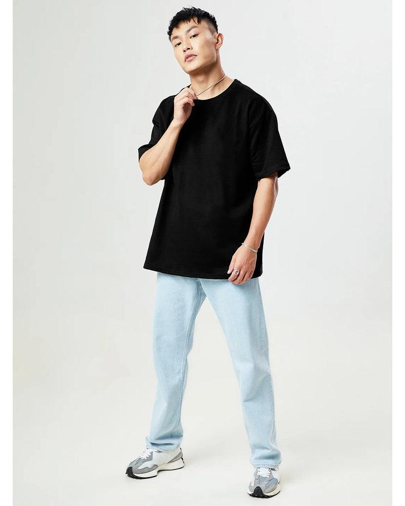 Solid Oversized Fit Black T-Shirt