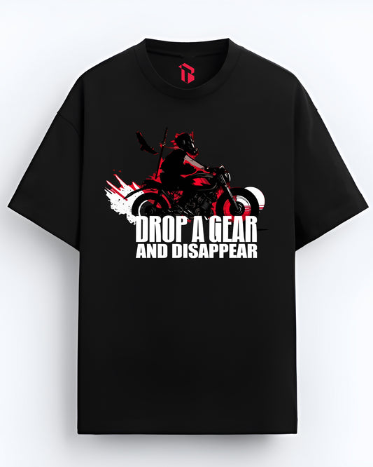 DROP A GEAR BLACK OVERSIZED T-SHIRT