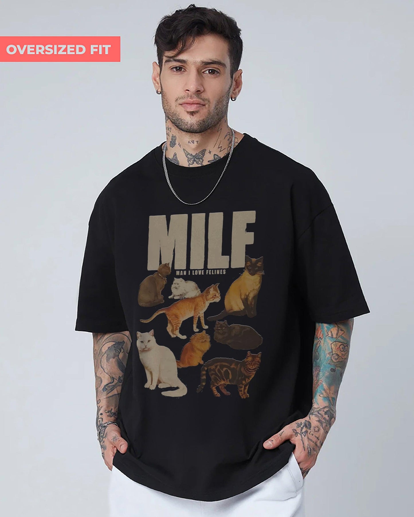 MILF 260GSM COTTON BLACK | OVERSIZED TEE