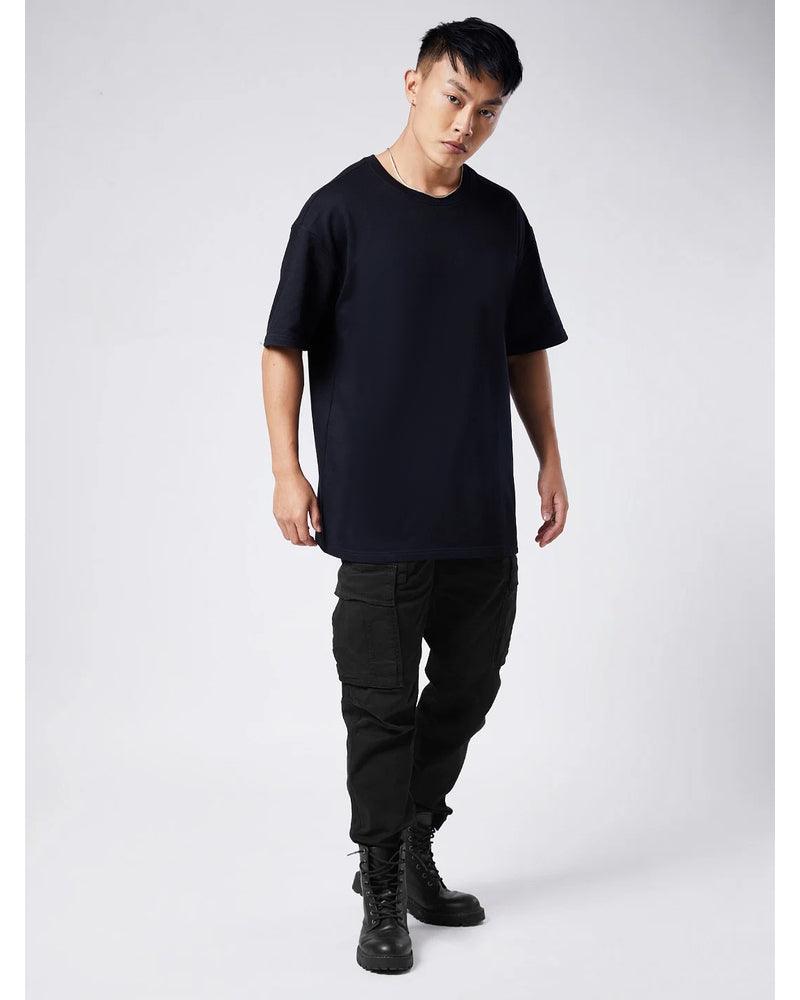 Solid Oversized Fit Black T-Shirt