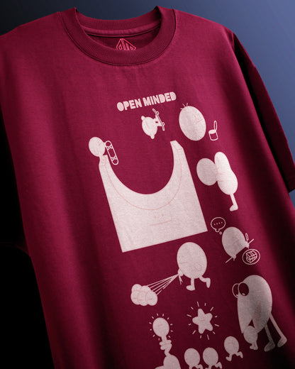 OPEN MINDED | Oversized | 240GSM (100% Cotton) | Wine Color