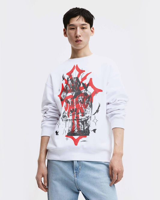 ANIME AXE SOUL WHITE REGULAR FIT SWEATSHIRT