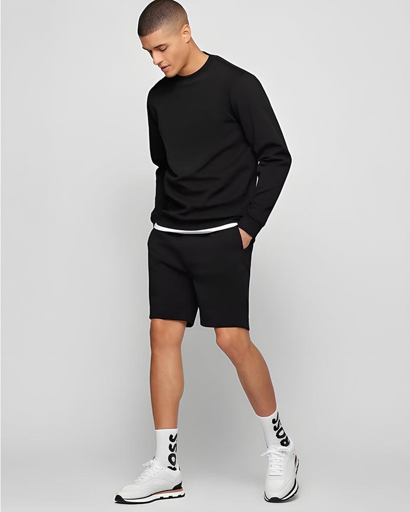 Solid Regular Fit Black Sweatshirt