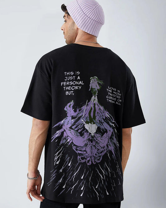 ANIME LOVE BOND BLACK OVERSIZED T-SHIRT