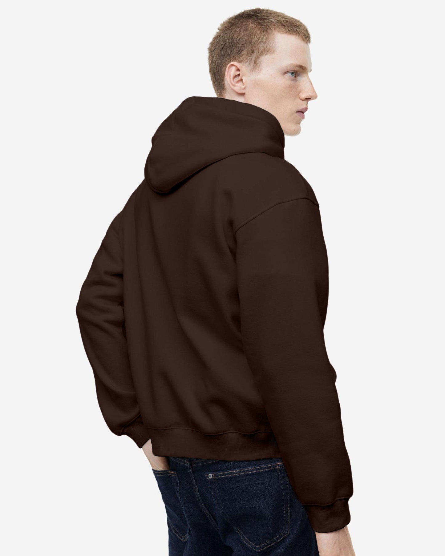 Solid Regular Fit Hoodie Brown