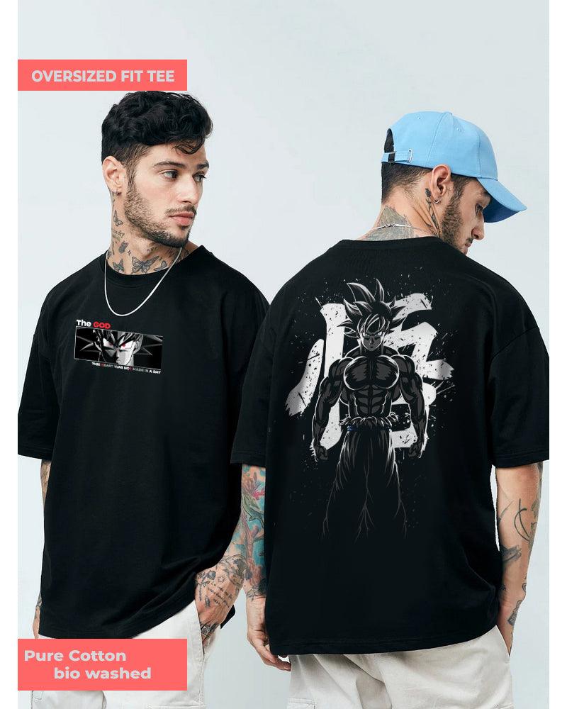 ANIME POWER GOD BLACK OVERSIZED T-SHIRT