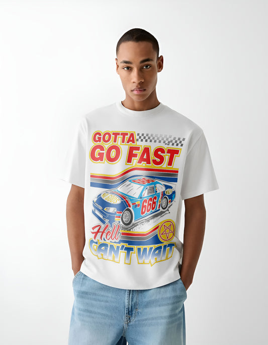 GOTTA GO FAST WHITE OVERSIZED T-SHIRT