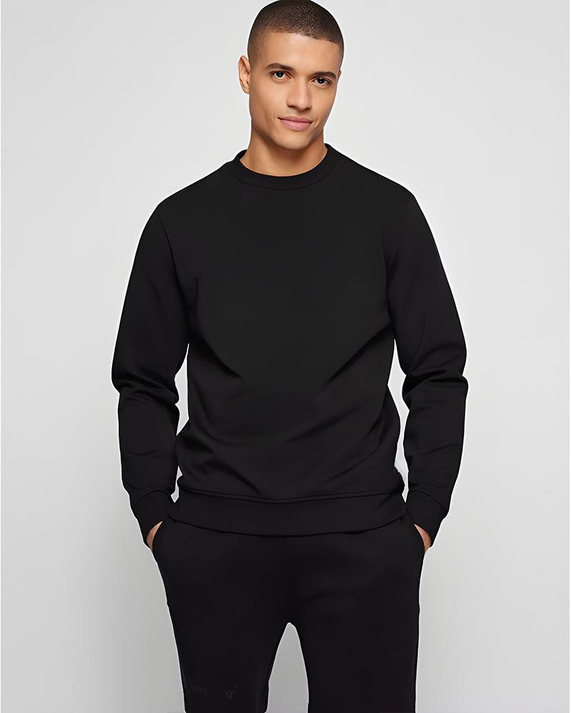 Solid Regular Fit Black Sweatshirt