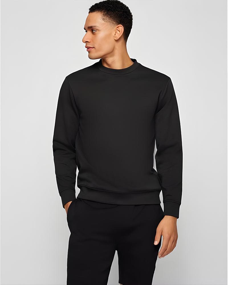 Solid Regular Fit Black Sweatshirt