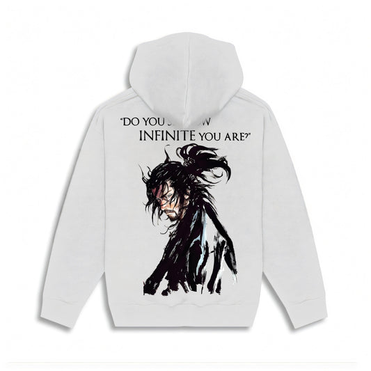 ANIME SELF INFINITE WHITE REGULAR FIT HOODIE