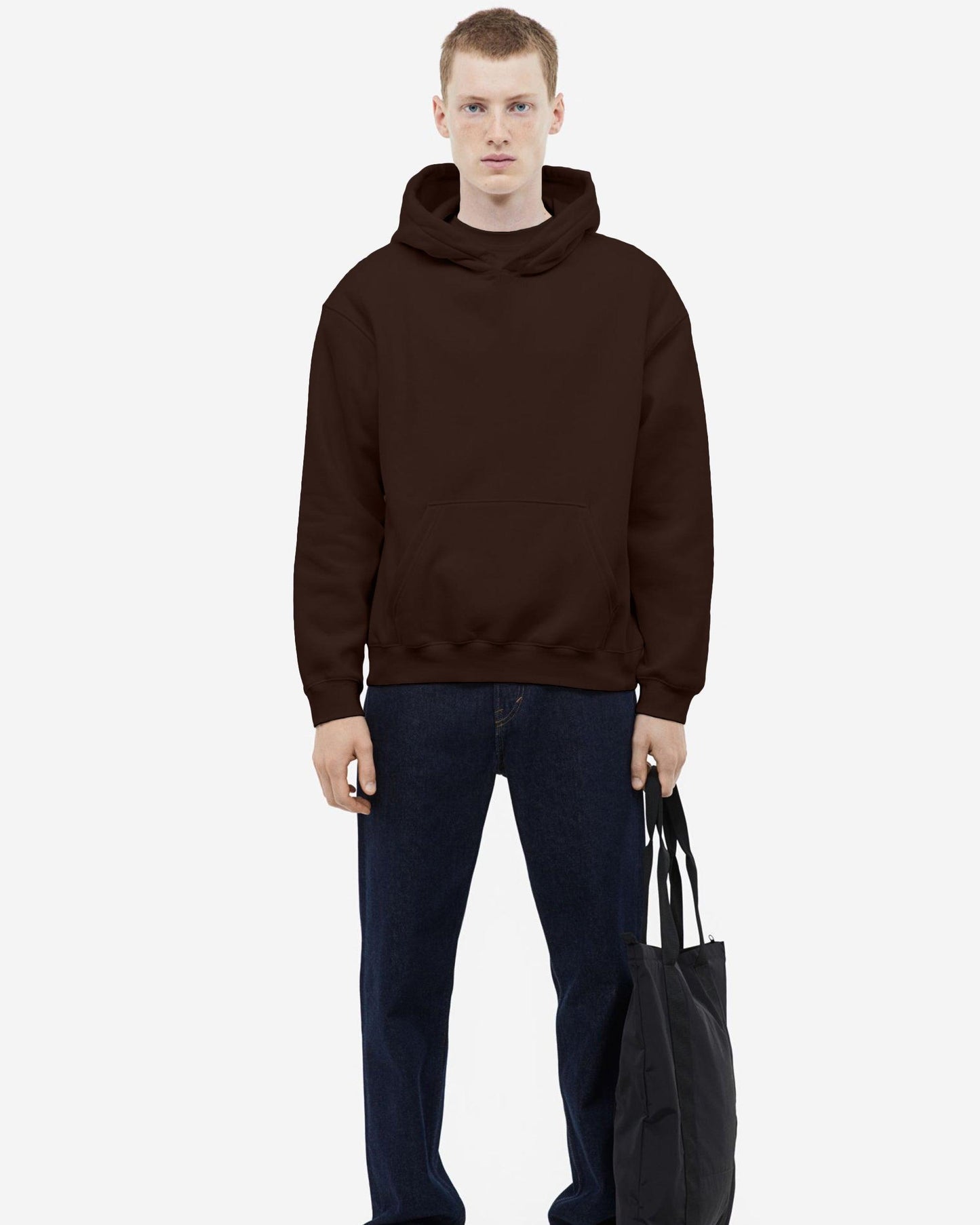 Solid Regular Fit Hoodie Brown