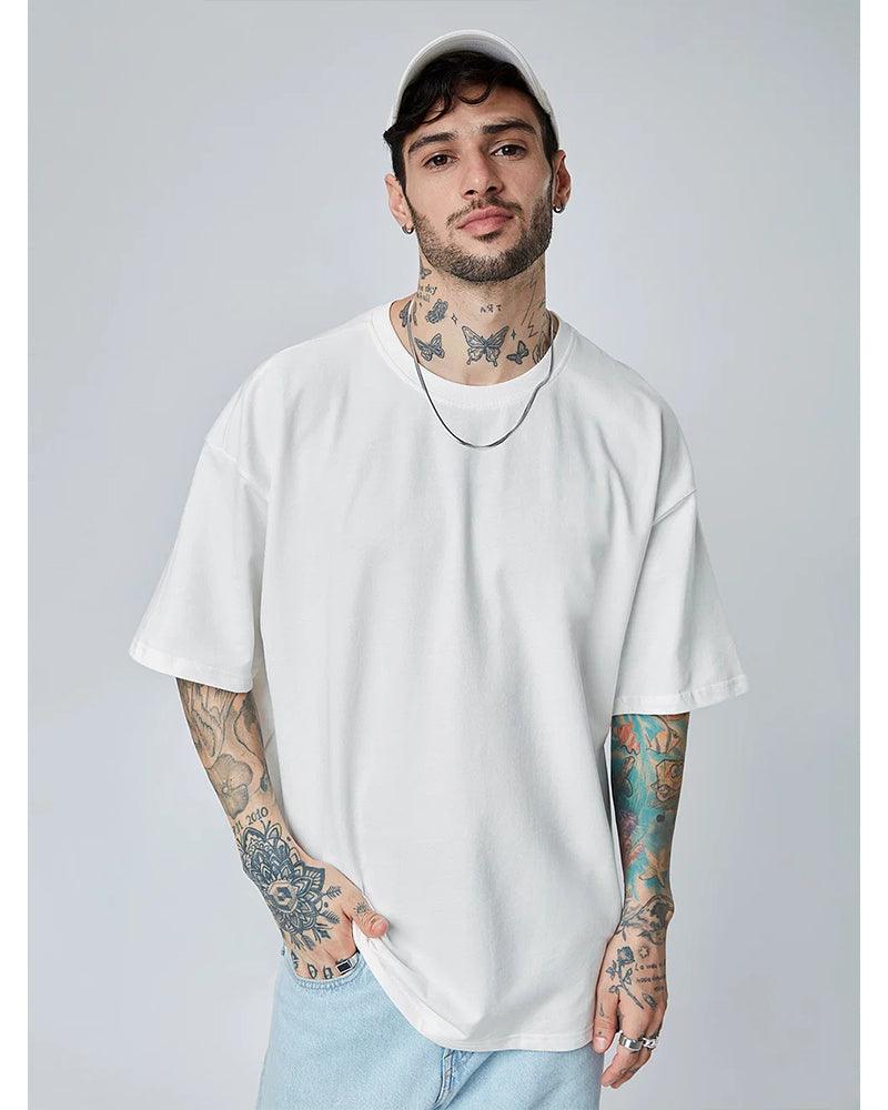 Solid Oversized Fit White T-Shirt