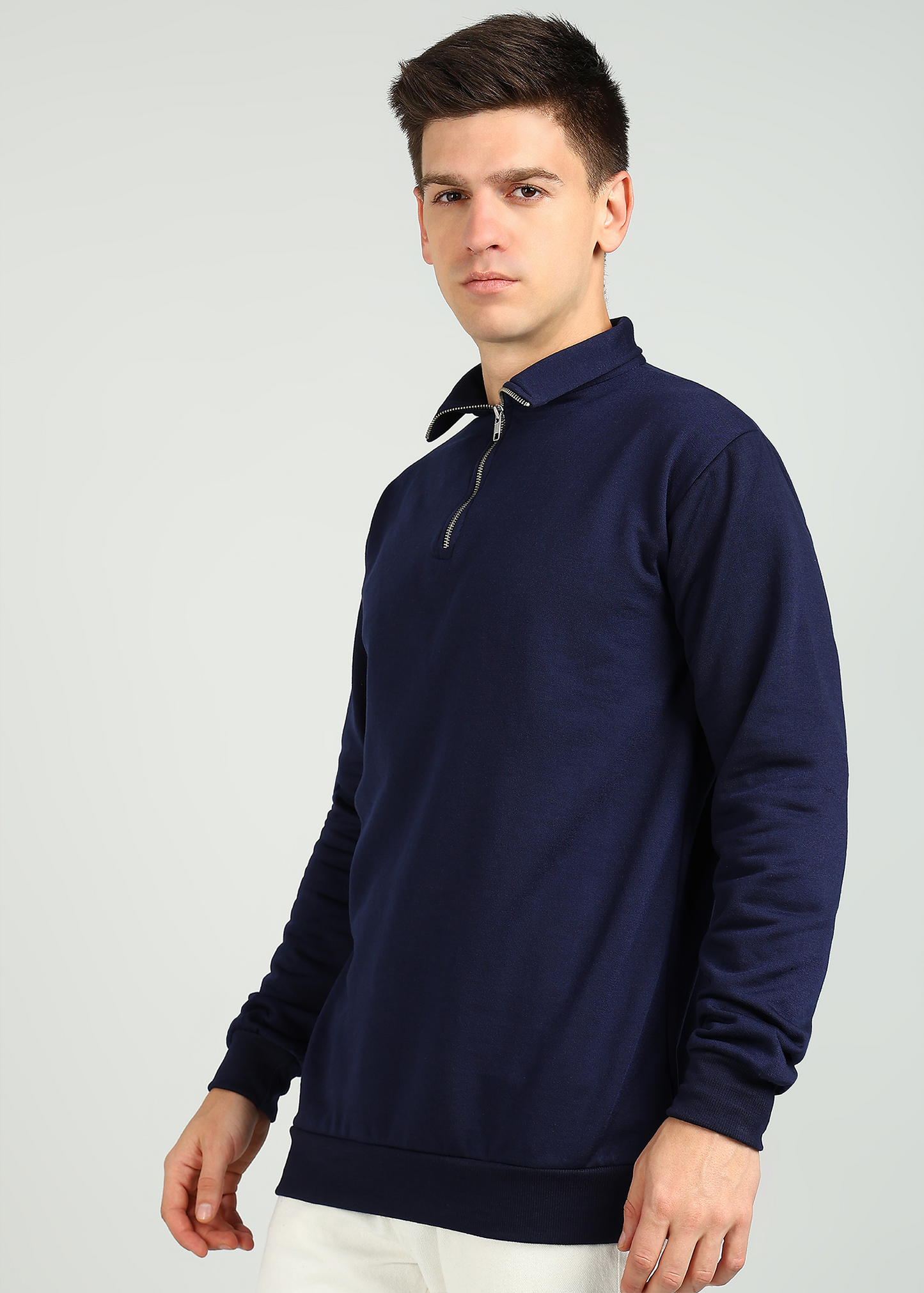 OLD MONEY ZIPPER Sweatshirt | Navy Blue | Regular Fit