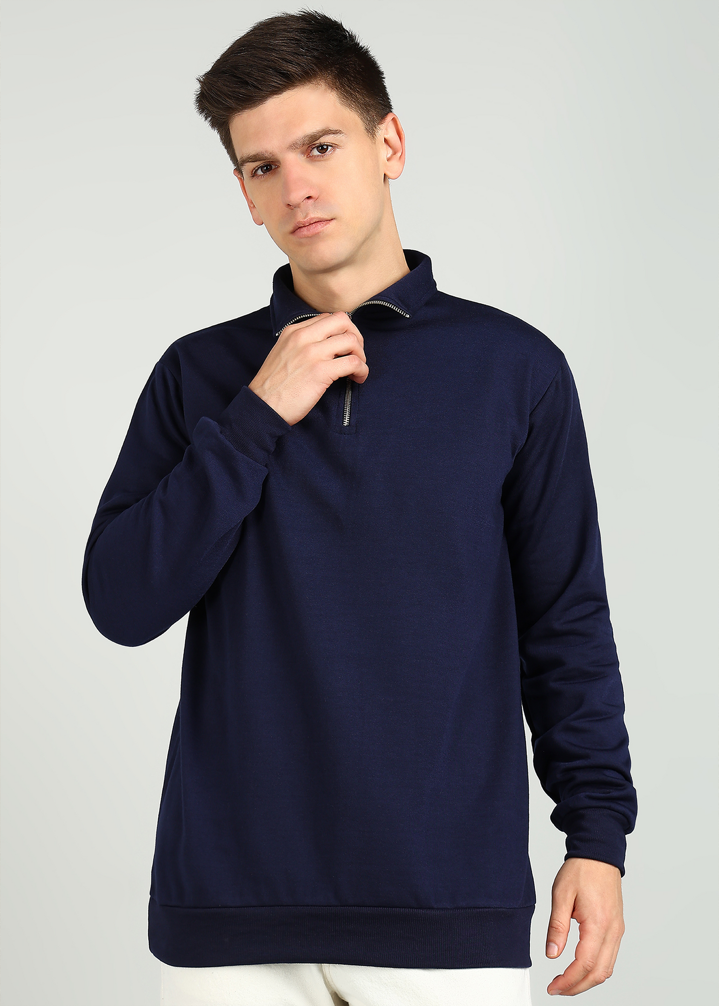 OLD MONEY ZIPPER Sweatshirt | Navy Blue | Regular Fit