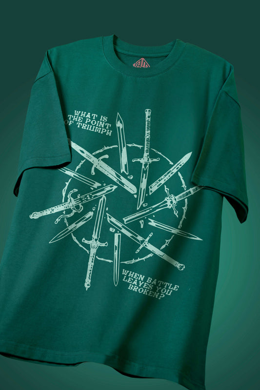 Meaningless Battle | Oversized | 240GSM (100% Cotton) | Bottle Green Color