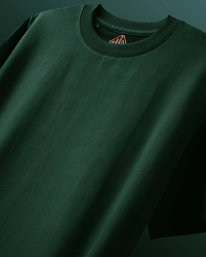 Heavy Weight | Bottle Green Solid Oversized T-shirt