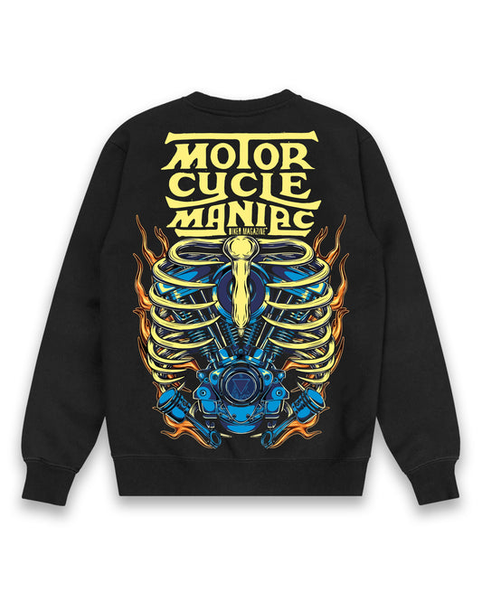 MOTOR CYCLE MANIAC BLACK SWEATSHIRT