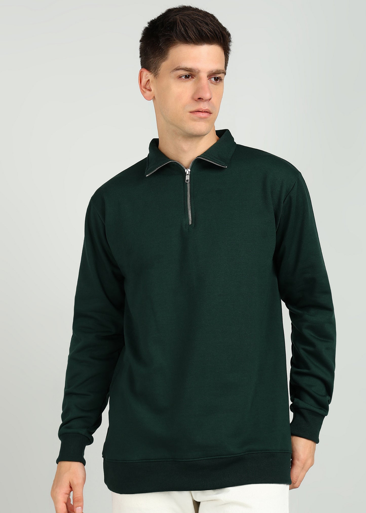 OLD MONEY ZIPPER Sweatshirt | BOTTLE GREEN | Regular Fit