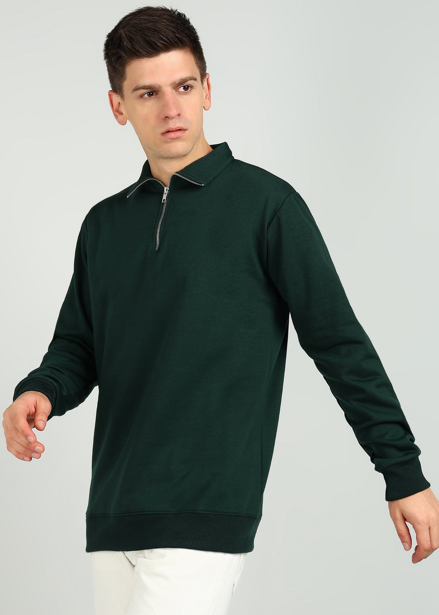 OLD MONEY ZIPPER Sweatshirt | BOTTLE GREEN | Regular Fit