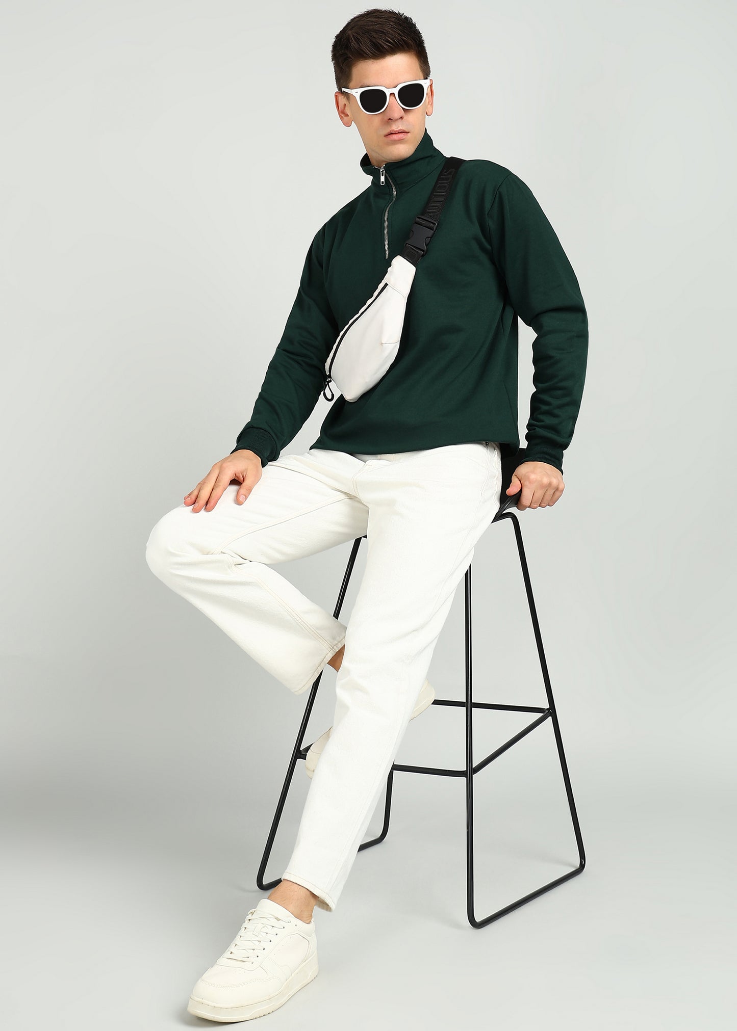 OLD MONEY ZIPPER Sweatshirt | BOTTLE GREEN | Regular Fit