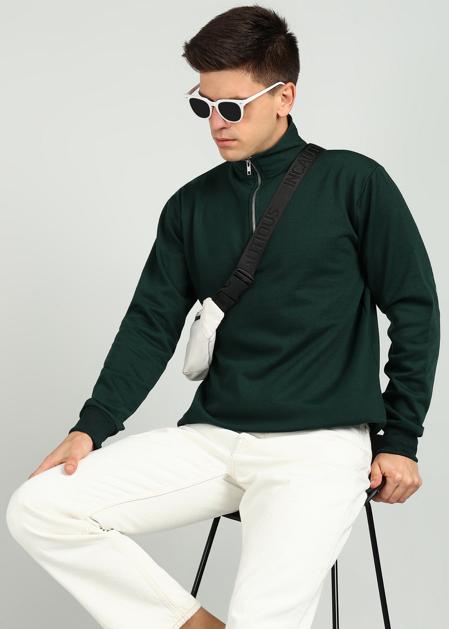 OLD MONEY ZIPPER Sweatshirt | BOTTLE GREEN | Regular Fit