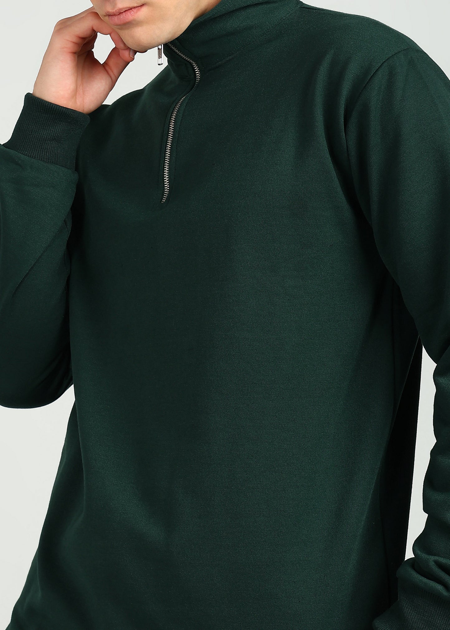 OLD MONEY ZIPPER Sweatshirt | BOTTLE GREEN | Regular Fit