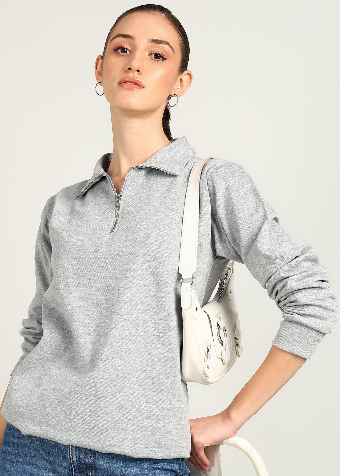 OLD MONEY ZIPPER Sweatshirt | GREY | Regular Fit