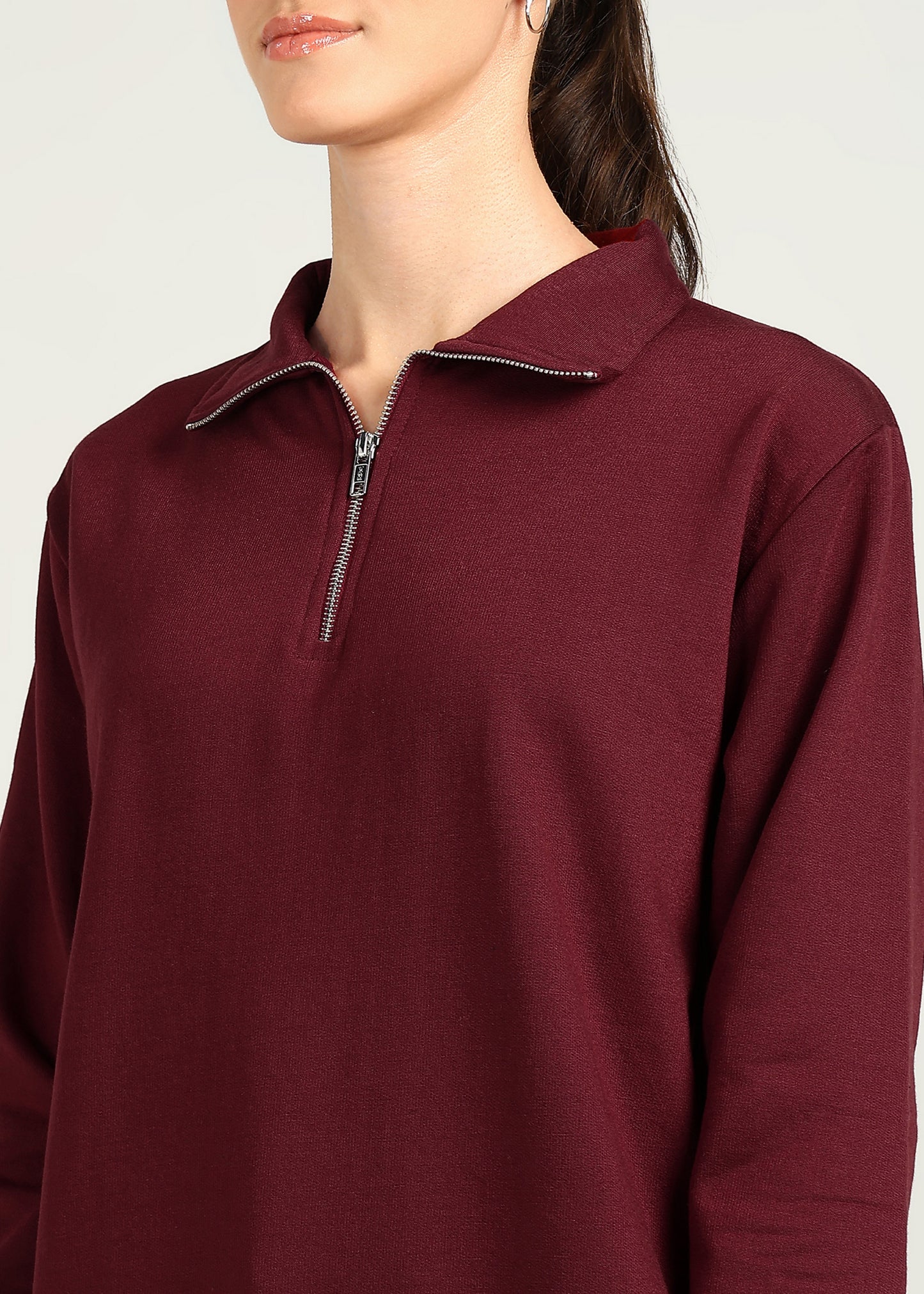 OLD MONEY ZIPPER Sweatshirt | MAROON | Regular Fit