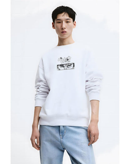 ANIME UNBROKEN IMMORTAL WHITE REGULAR FIT SWEATSHIRT