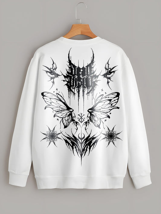 ANIME UNBROKEN IMMORTAL WHITE REGULAR FIT SWEATSHIRT