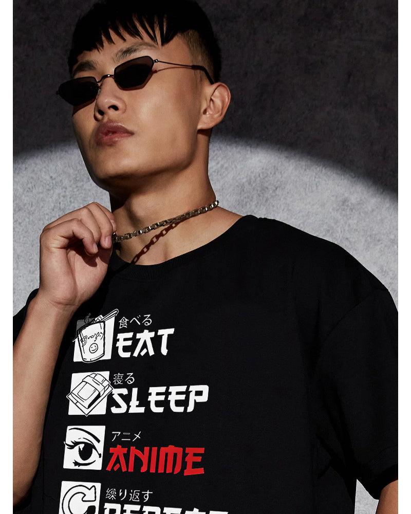 ANIME TIMETABLE BLACK OVERSIZED T-SHIRT