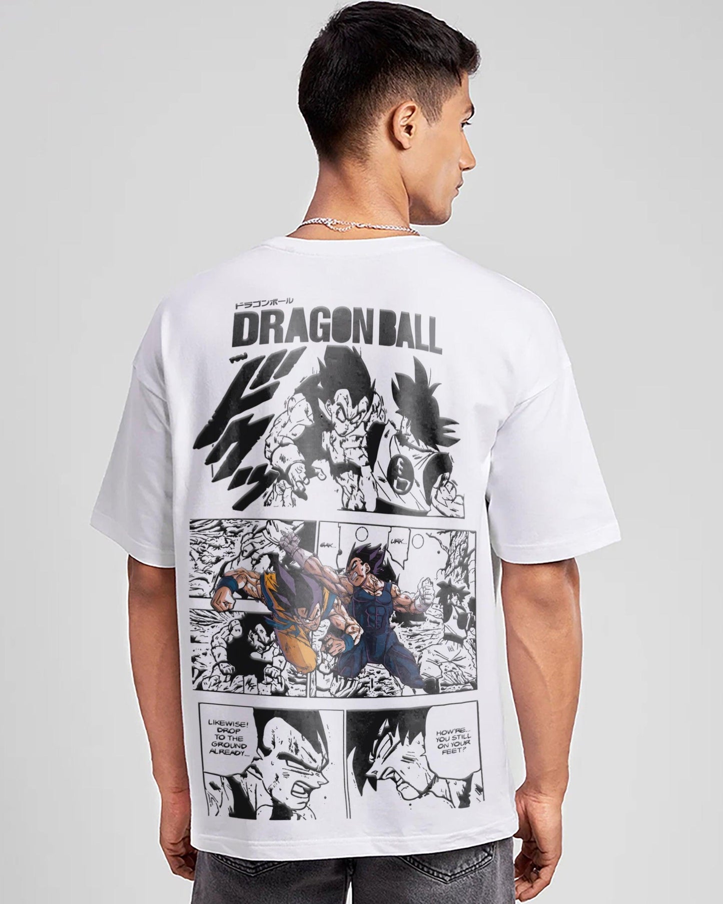 ANIME SAIYAN BATTLE COMIC WHITE OVERSIZED T-SHIRT