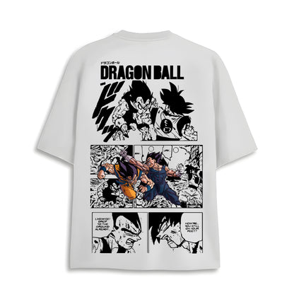 ANIME SAIYAN BATTLE COMIC WHITE OVERSIZED T-SHIRT