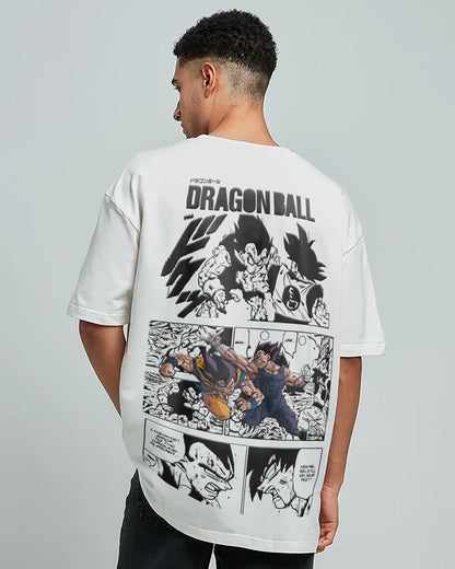 ANIME SAIYAN BATTLE COMIC WHITE OVERSIZED T-SHIRT