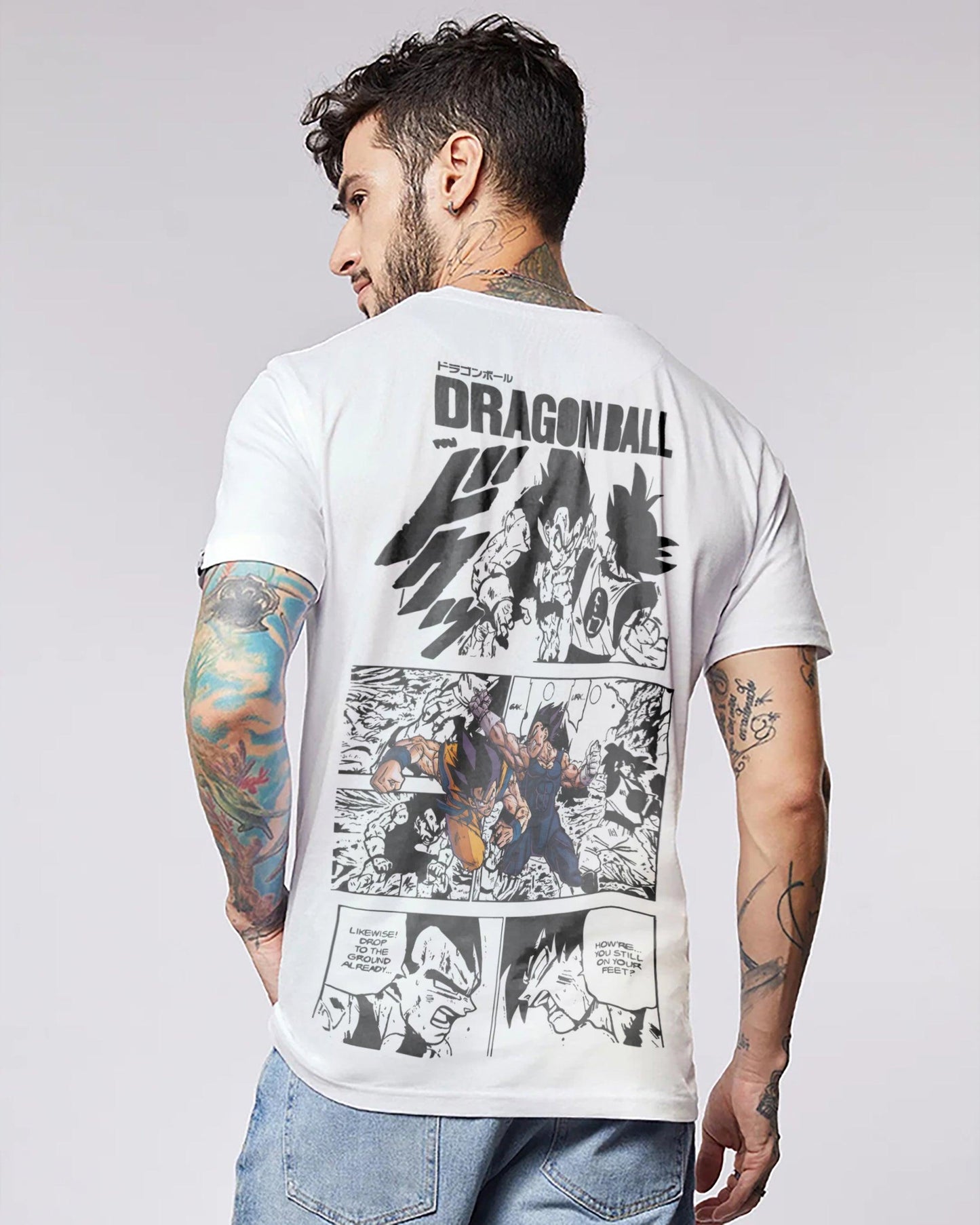 ANIME SAIYAN BATTLE COMIC WHITE REGULAR FIT T-SHIRT