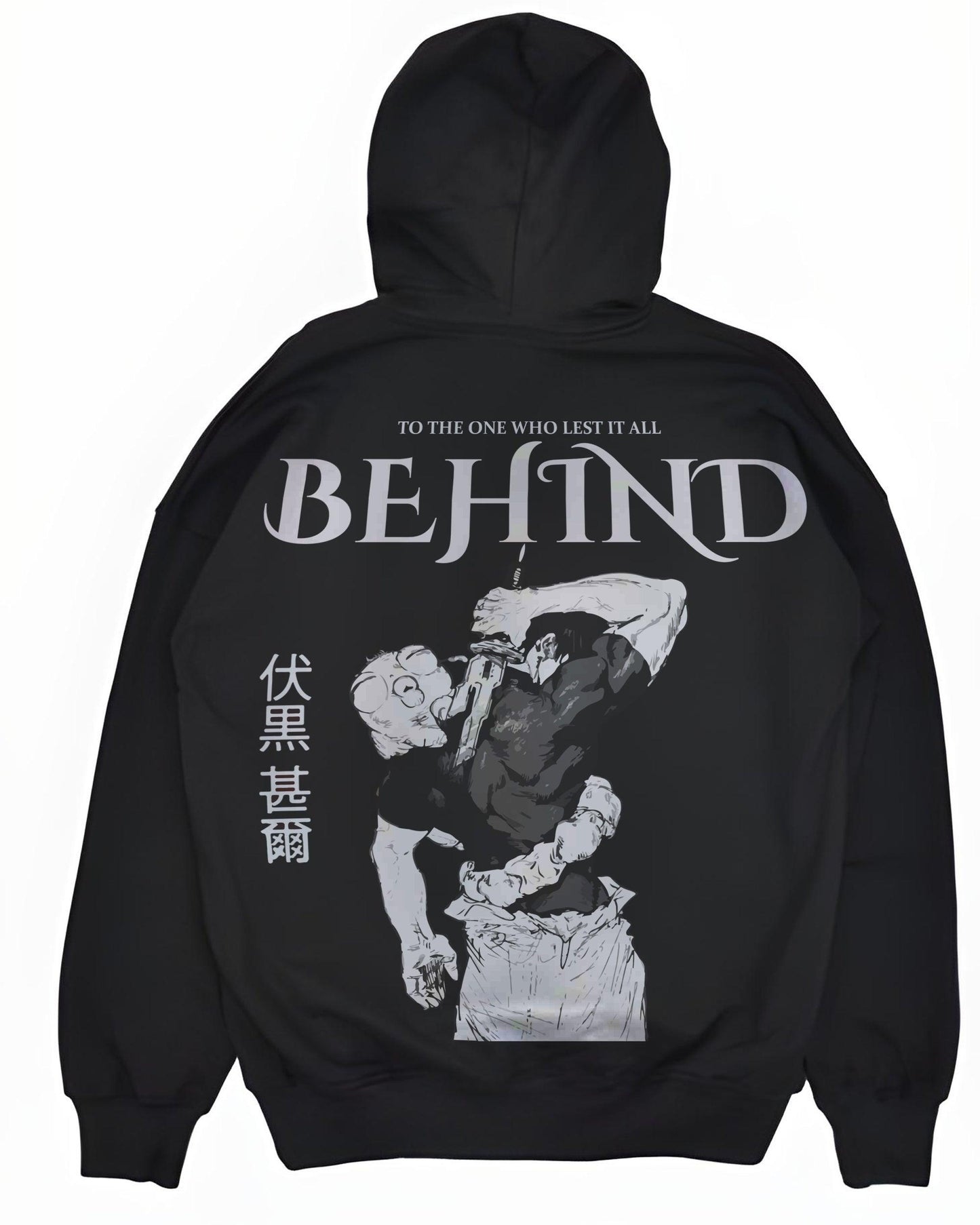 ANIME BEHIND GAINS BLACK REGULAR FIT HOODIE