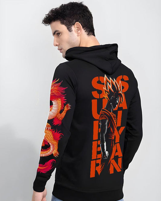 EPIC DRAGON SAIYAN TRANSFORMATION REGULAR FIT BLACK HOODIE