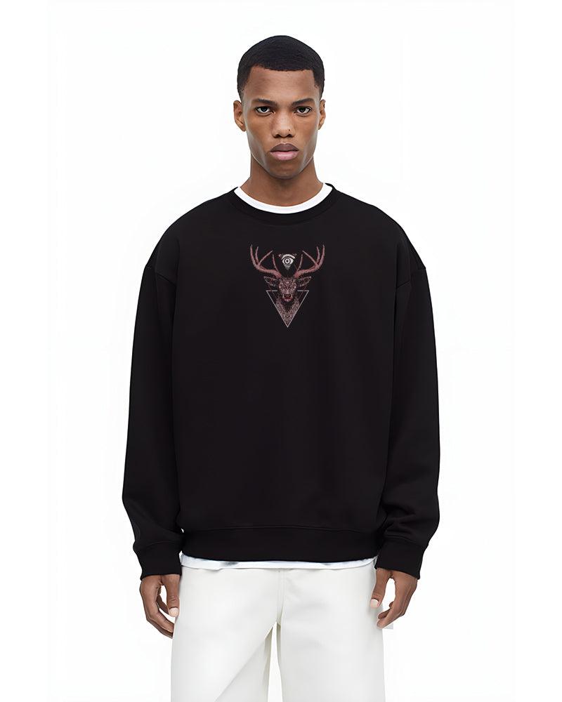 LUNAR DEER JUNGLE SKULL BLACK SWEATSHIRT