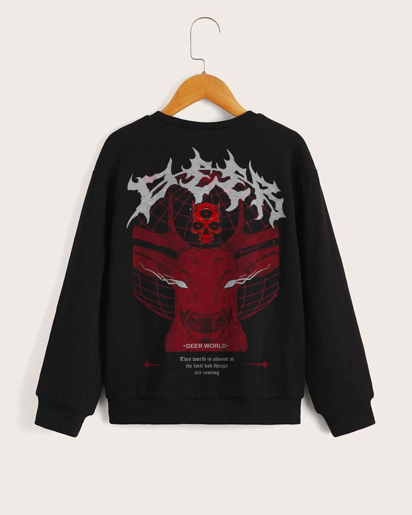 LUNAR DEER JUNGLE SKULL BLACK SWEATSHIRT