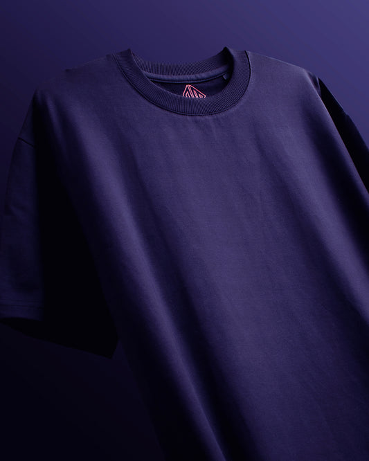 Heavy Weight | Navy Blue Solid Oversized T-shirt