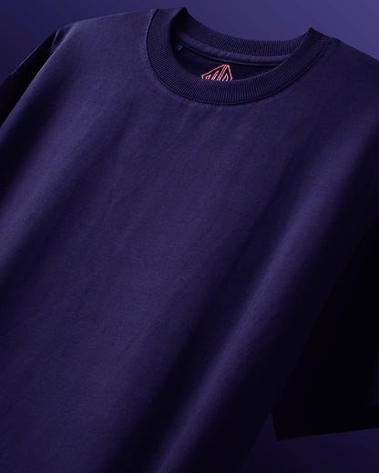 Heavy Weight | Navy Blue Solid Oversized T-shirt