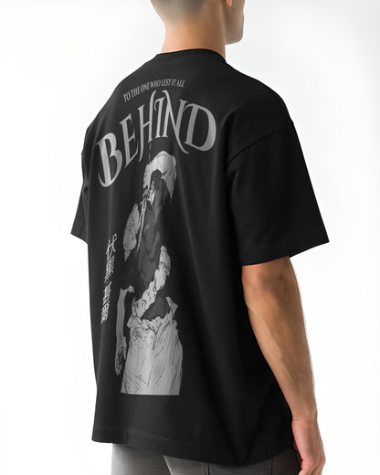 ANIME BEHIND GAINS BLACK OVERSIZED T-SHIRT