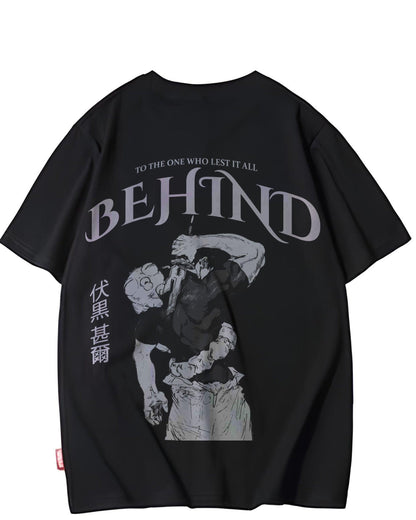 ANIME BEHIND GAINS BLACK OVERSIZED T-SHIRT