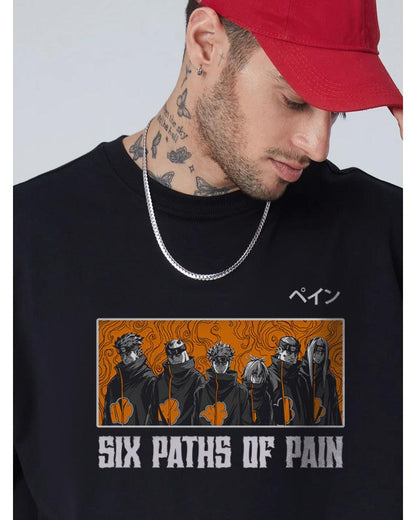 ANIME SIX PATHS OF PAIN OVERSIZED BLACK T-SHIRT