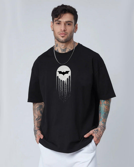 BATMAN MOON CITY BLACK OVERSIZED T-SHIRT