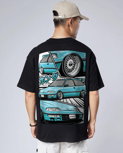 HORIZON WHEELS BLACK OVERSIZED T-SHIRT