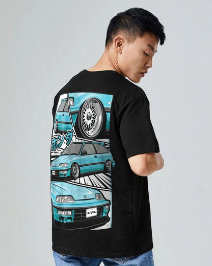 HORIZON WHEELS BLACK OVERSIZED T-SHIRT